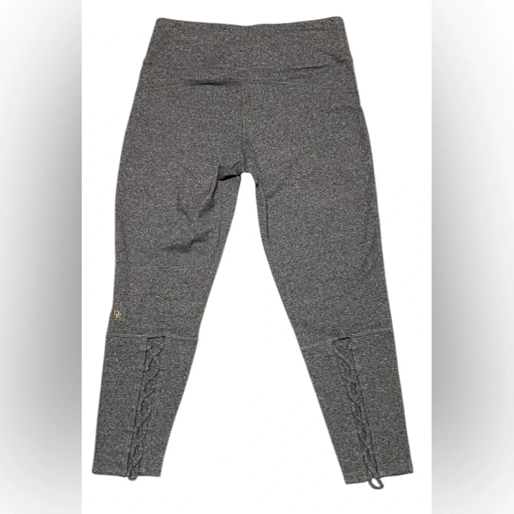 DONNA KARAN ACTIVE LEGGINGS PANTS ANKLE WOMEN CUT OUT BACK COLOR GREY SIZE LARGE - Picture 2 of 14